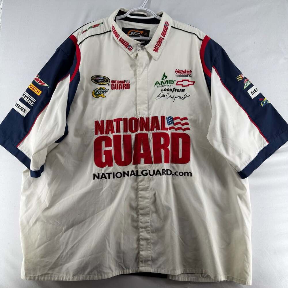 0582 JR Nation Dale Earnhardt Jr. National Guard Nascar Pit Crew Button Up Shirt